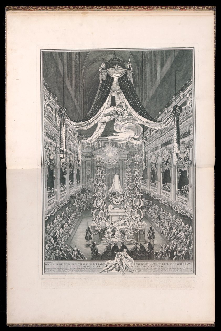 Elisabeth Thérèse of Lorraine Sardinian kuningatar, Notre Dame de Parisin kirkossa XXII. SYYSKUU M.DCC.XXXXI. (Lorrainen Elisabeth Thérèsen, Sardinian kuningattaren hautajaiset Pariisin Notre Damen kirkossa 22. syyskuuta 1. tekijältä Michel de Bonneval