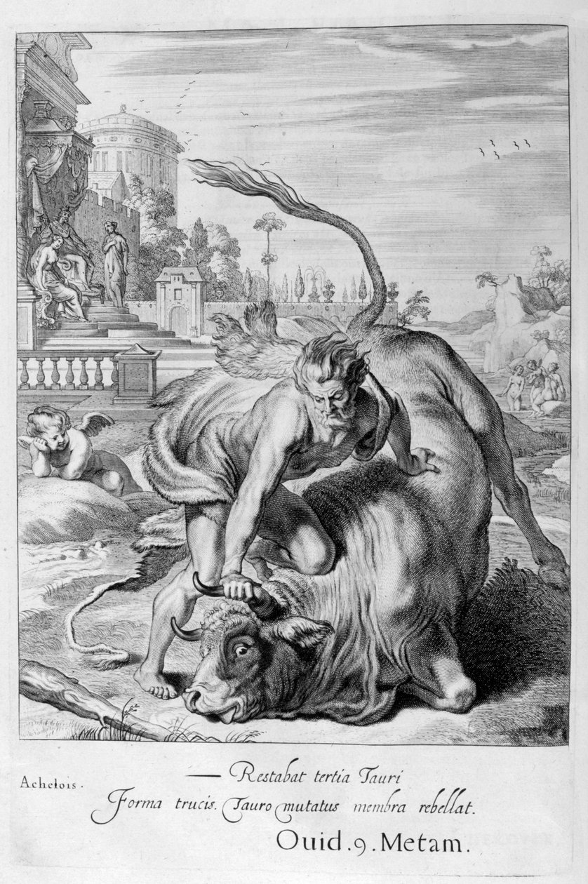 Härän muotoinen Achelous voitti Hercules, 1655 tekijältä Michel de Marolles