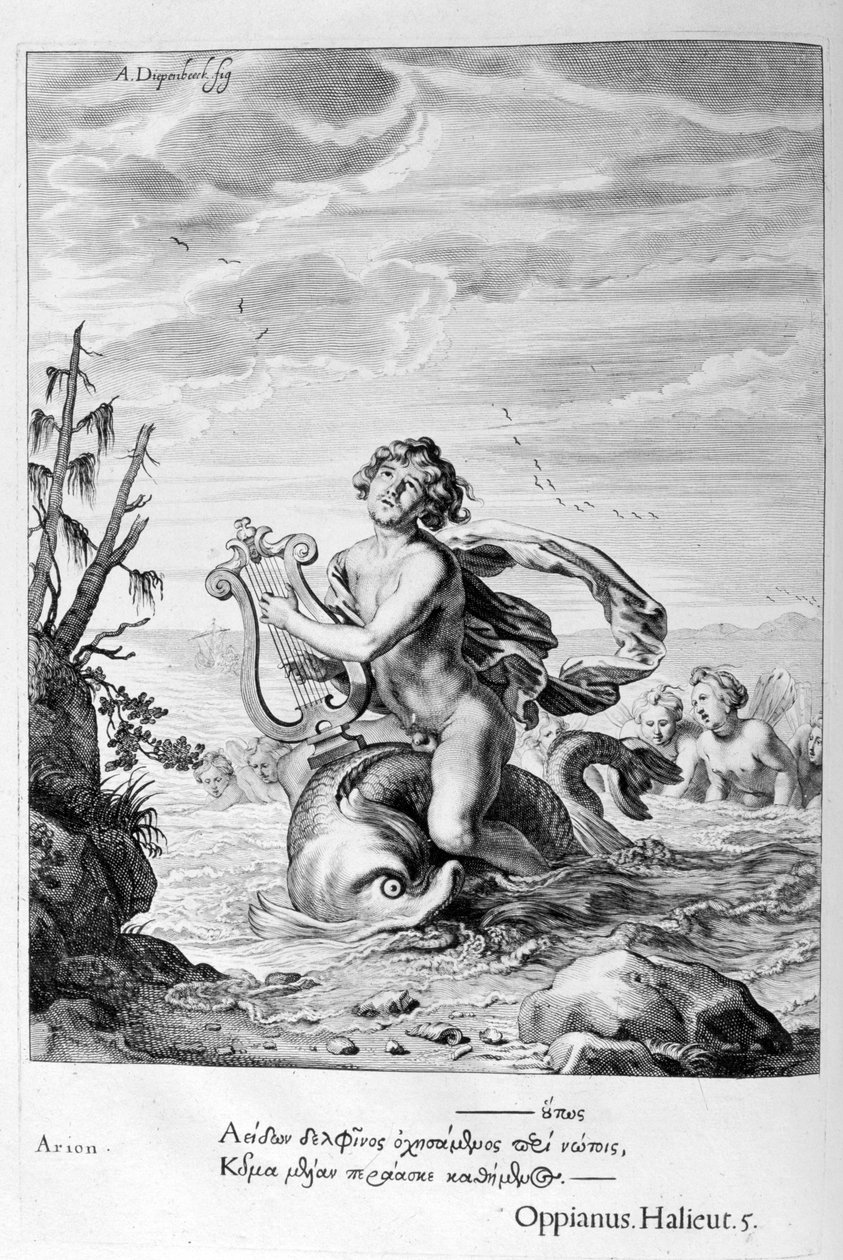 Delfiinin pelastama Arion, 1655 tekijältä Michel de Marolles