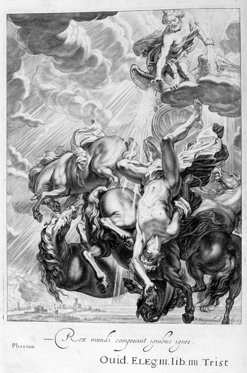 Jupiterin salama iski Phaetonin vuonna 1655 tekijältä Michel de Marolles