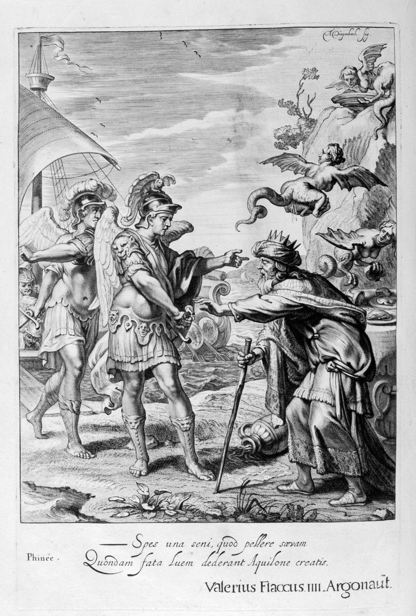 Phineuksen toimittaa Harpies Calais ja Zethes, 1655 tekijältä Michel de Marolles