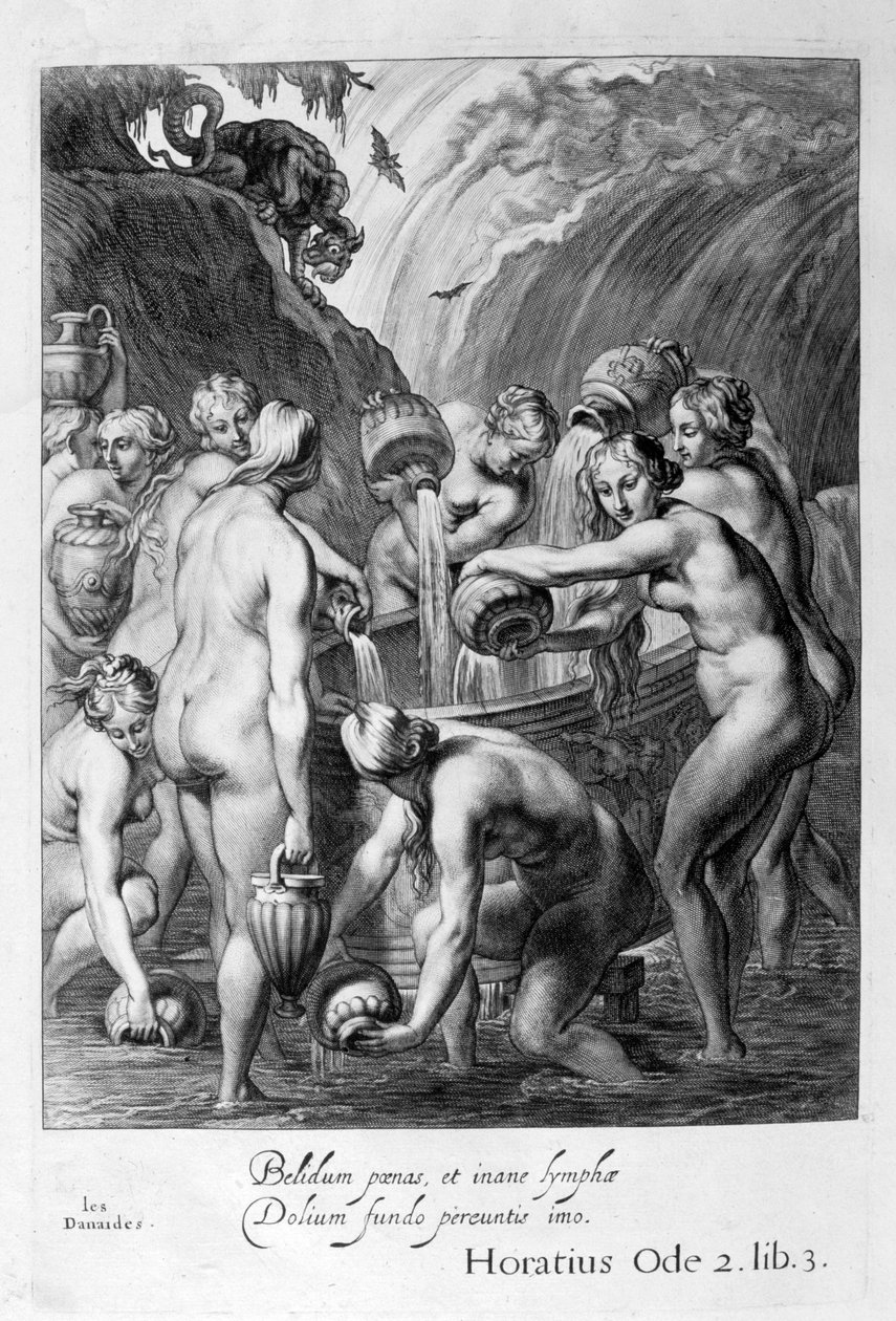 Danaidit tuomittiin täyttämään tylsät astiat vedellä, 1655 tekijältä Michel de Marolles