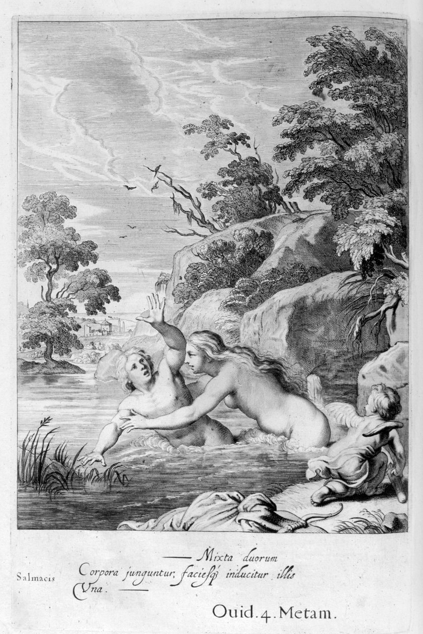 Nymfi Salmacis ja Hermaphroditus, 1655 tekijältä Michel de Marolles