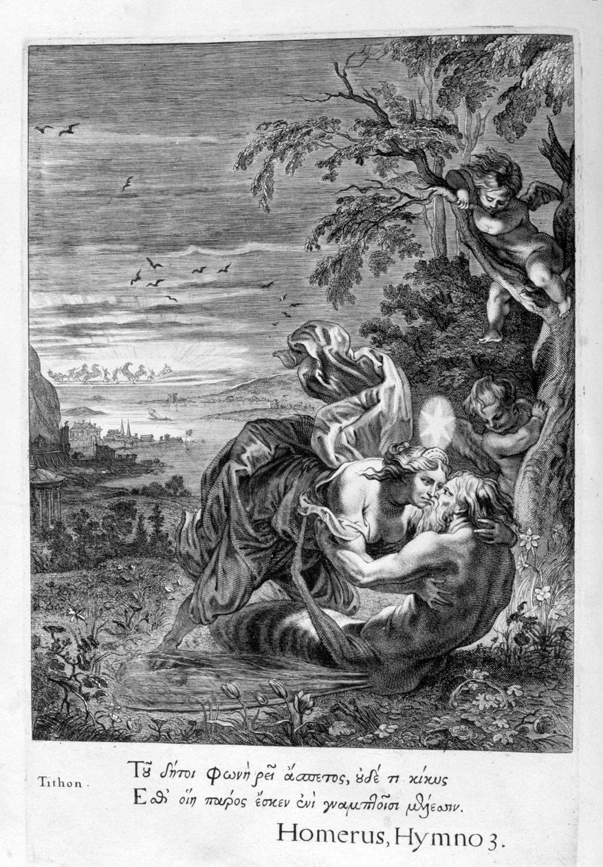 Tithonus, Eossin rakastaja, muuttui heinäsirkkaksi, 1655 tekijältä Michel de Marolles