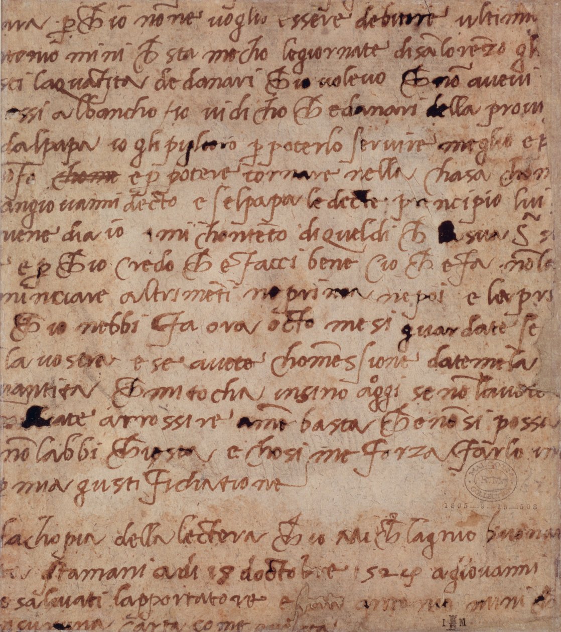 1895-9-15-503 W.34v Käsinkirjoitussivu tekijältä Michelangelo Buonarroti