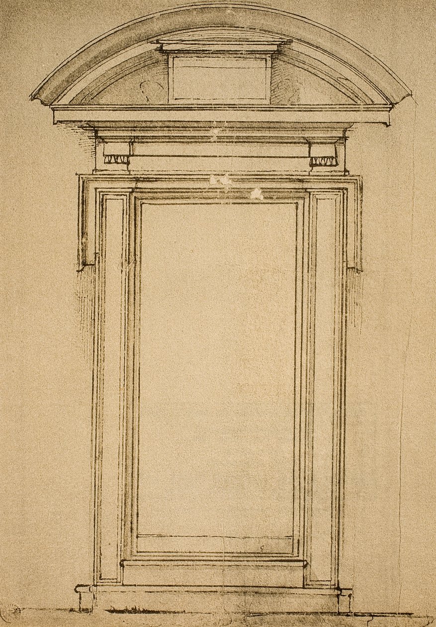 Oven arkkitehtoninen tutkimus; piirustus Michelangelo. Casa Buonarroti, Firenze tekijältä Michelangelo Buonarroti