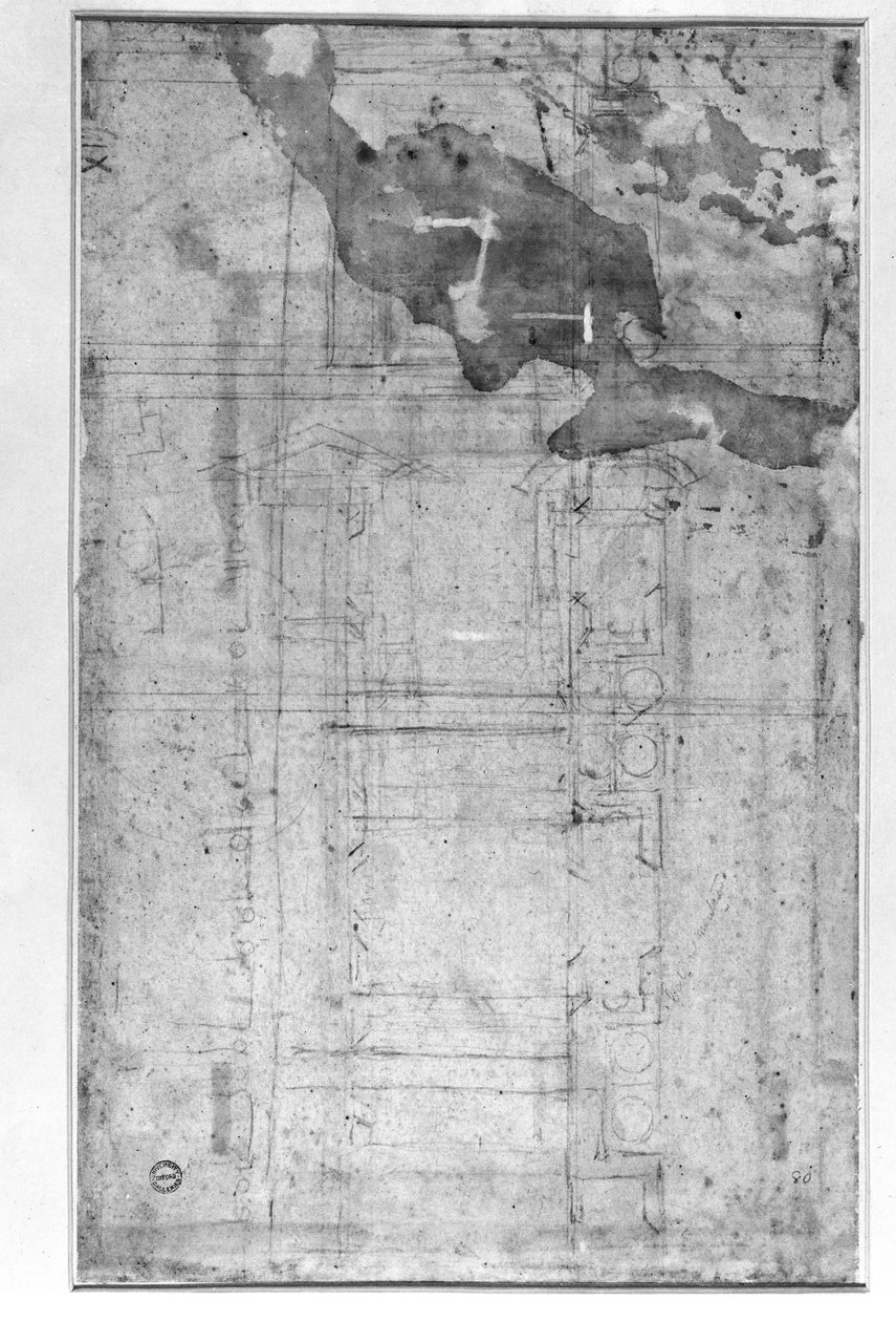 Architectural Studies, n. 1538-1550 (liitu paperille) tekijältä Michelangelo Buonarroti