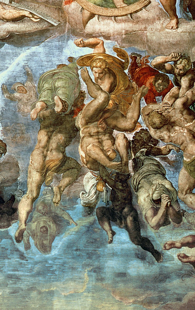 Yksityiskohta viimeisestä tuomiosta, Sikstuksen kappeli tekijältä Michelangelo Buonarroti