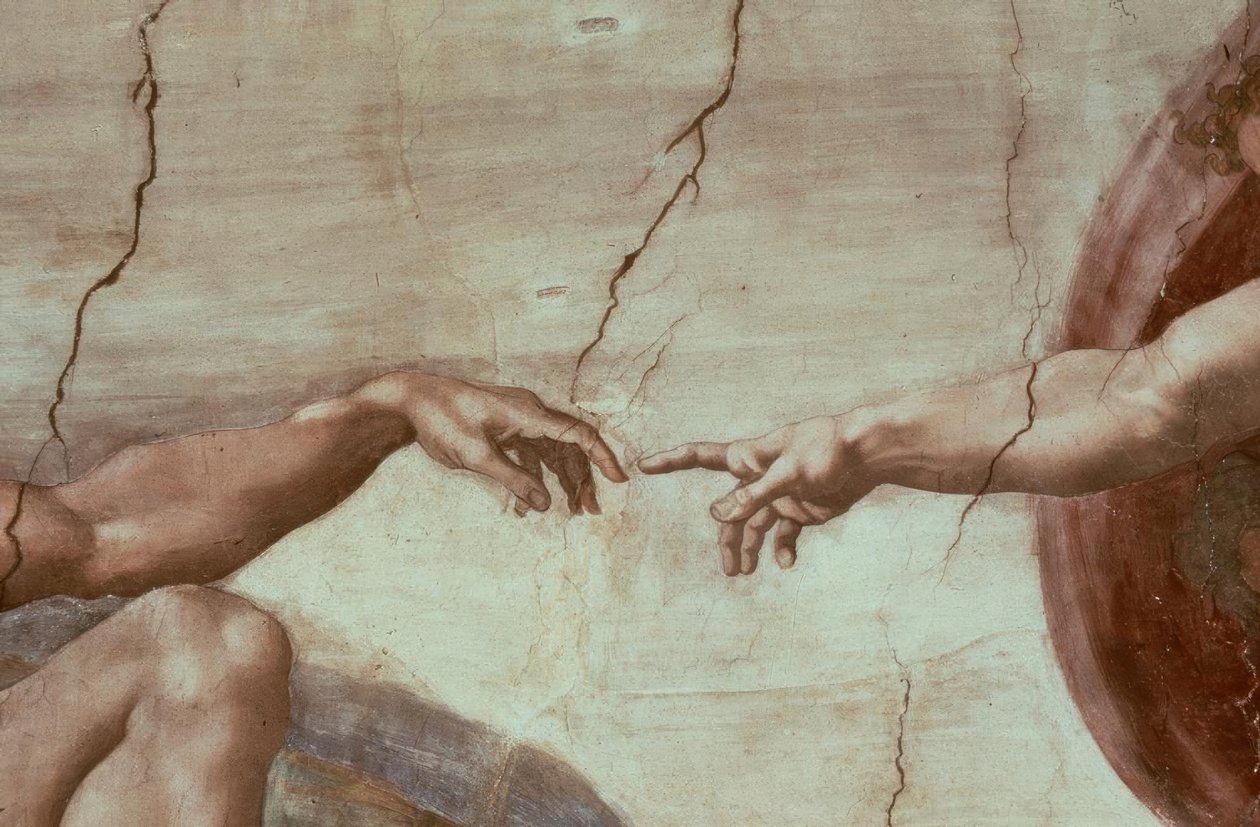 Die Erschaffung Adams tekijältä Michelangelo Buonarroti