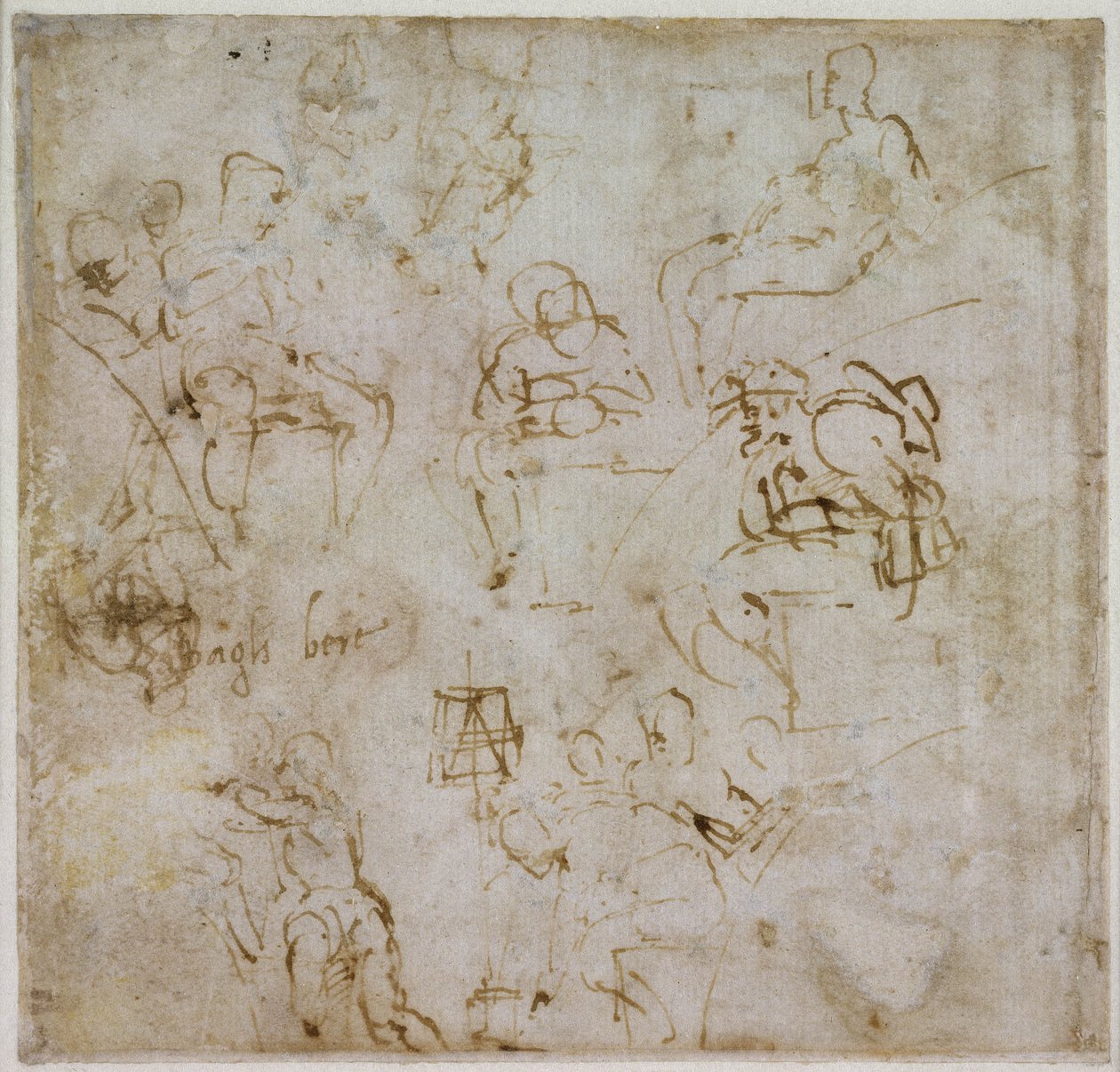 Figuuritutkimus kirjoittamalla, n.1511 tekijältä Michelangelo Buonarroti
