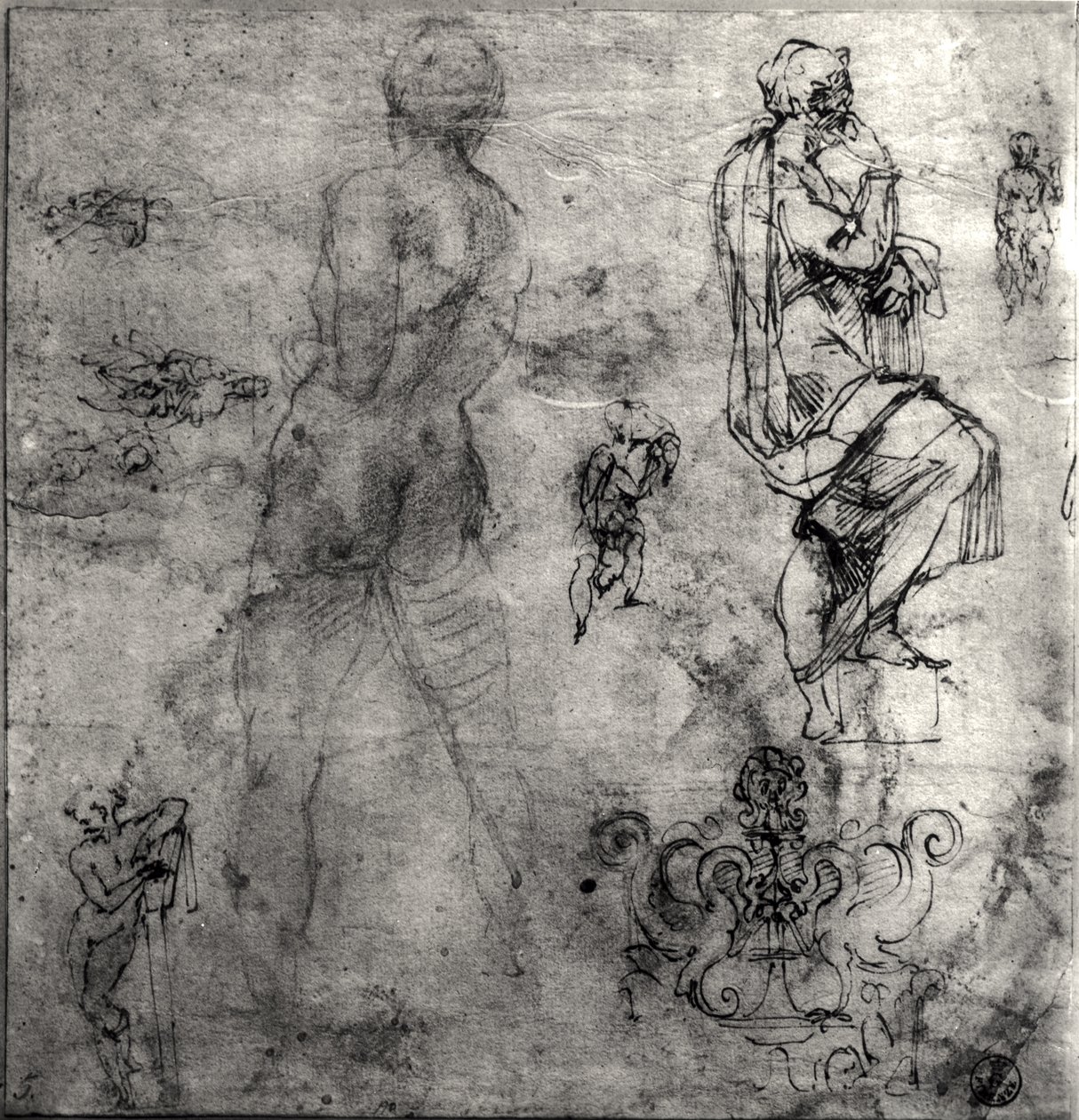 Ihmisen ja arkkitehtuurin opinnot (kynä ja muste ja kynä paperille) tekijältä Michelangelo Buonarroti
