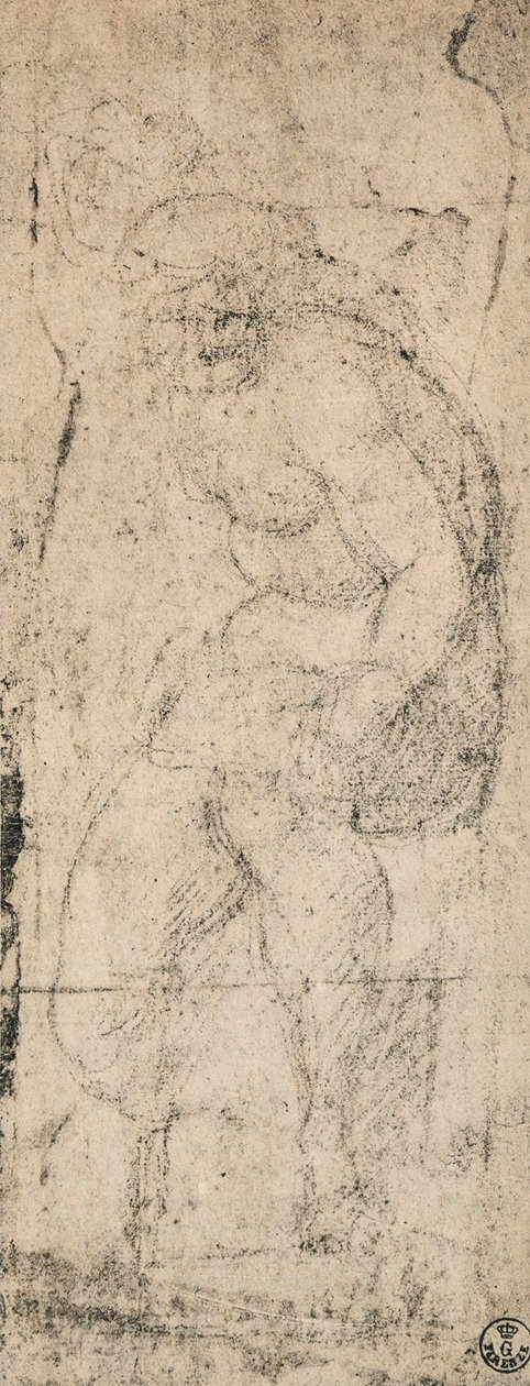 Mies alaston, Michelangelon tutkimus. Piirustus- ja grafiikkakaappi, Uffizi-galleria, Firenze tekijältä Michelangelo Buonarroti