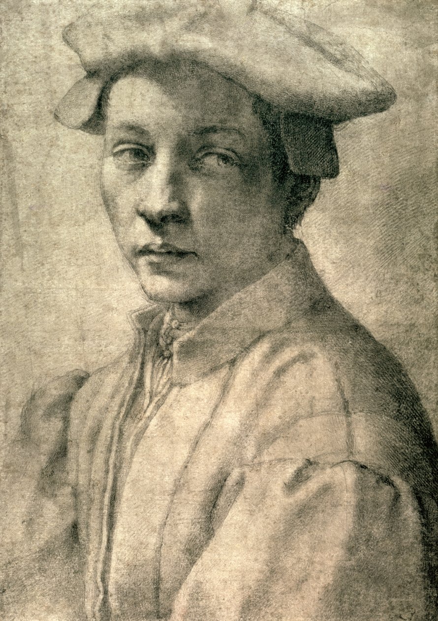 Andrea Quaratesin muotokuva, n. 1532 (musta liitu paperille) tekijältä Michelangelo Buonarroti