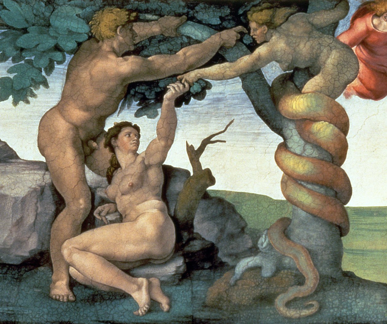 Sikstuksen kappelin katto (1508-12): 1510 (restauroinnin jälkeen) (yksityiskohta kuvasta 167699). tekijältä Michelangelo Buonarroti