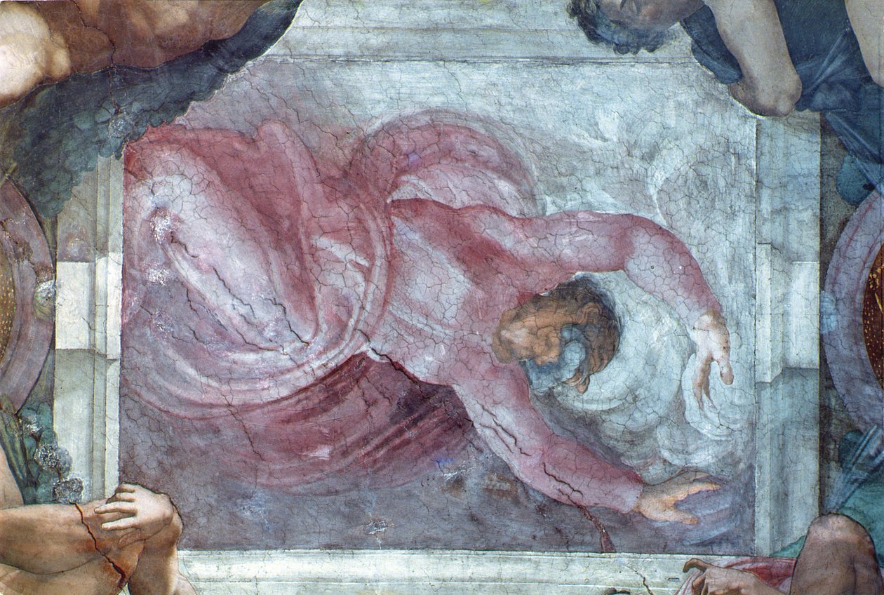 Sikstuksen kappelin katto: Jumala erottaa valon pimeydestä (ennallistaminen) tekijältä Michelangelo Buonarroti