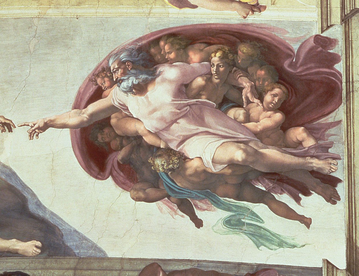 Sikstuksen kappelin katto: Isä Jumala, 1508-12 (restauroinnin jälkeen). tekijältä Michelangelo Buonarroti