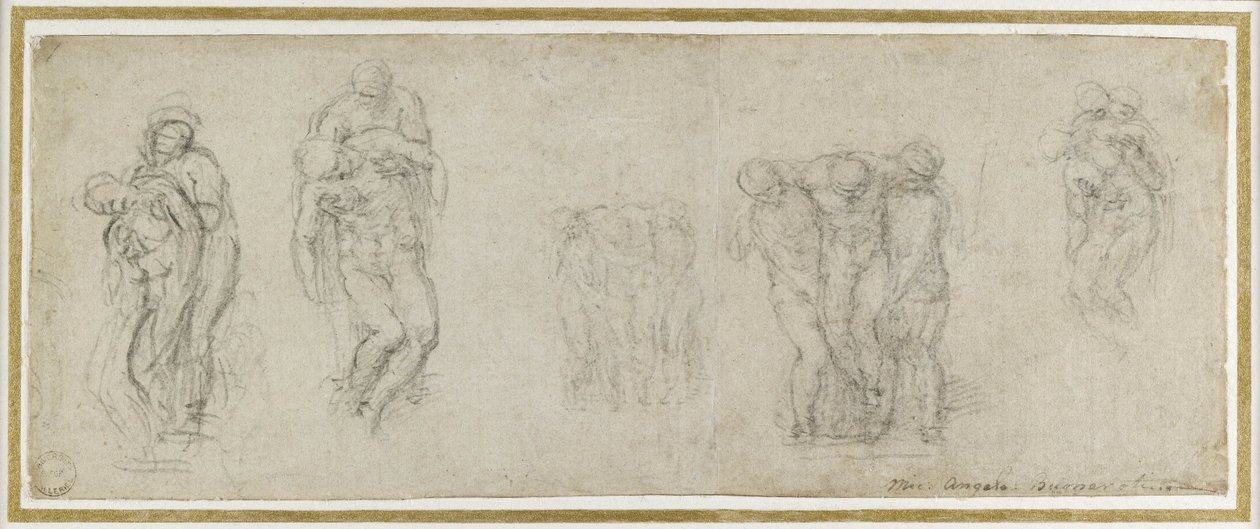 Tutkimuksia Pieta Rondaninille, n. 1552 (liitu paperille) tekijältä Michelangelo Buonarroti
