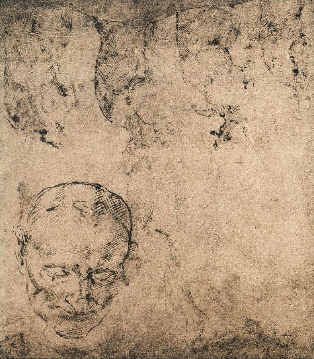 Opiskelu päätä varten; piirustus Michelangelo. Casa Buonarroti, Firenze tekijältä Michelangelo Buonarroti
