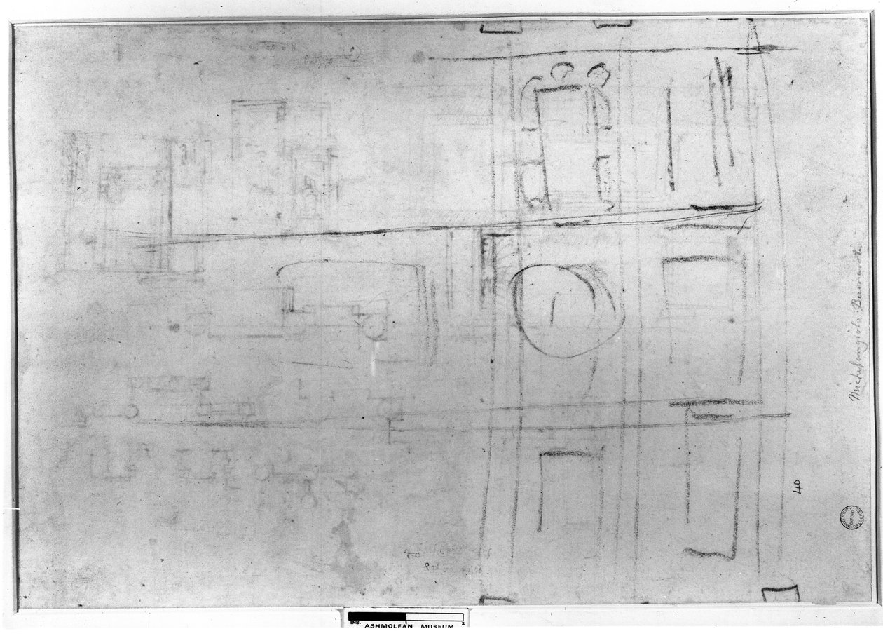 Tutkimus Laurentian kirjaston kattoon, 1524 tekijältä Michelangelo Buonarroti