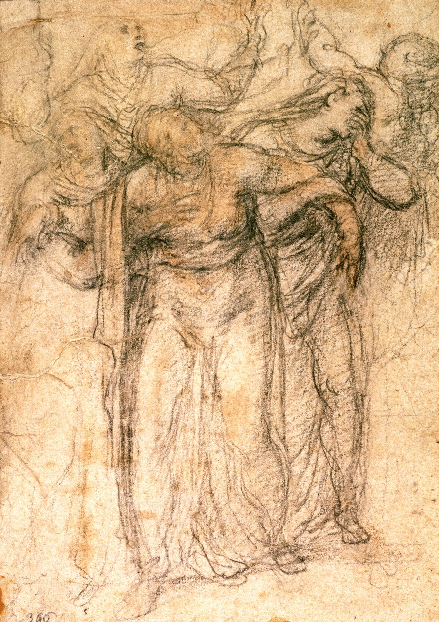 Tutkimus surevista naisista (hiili paperille) (suoraan) tekijältä Michelangelo Buonarroti