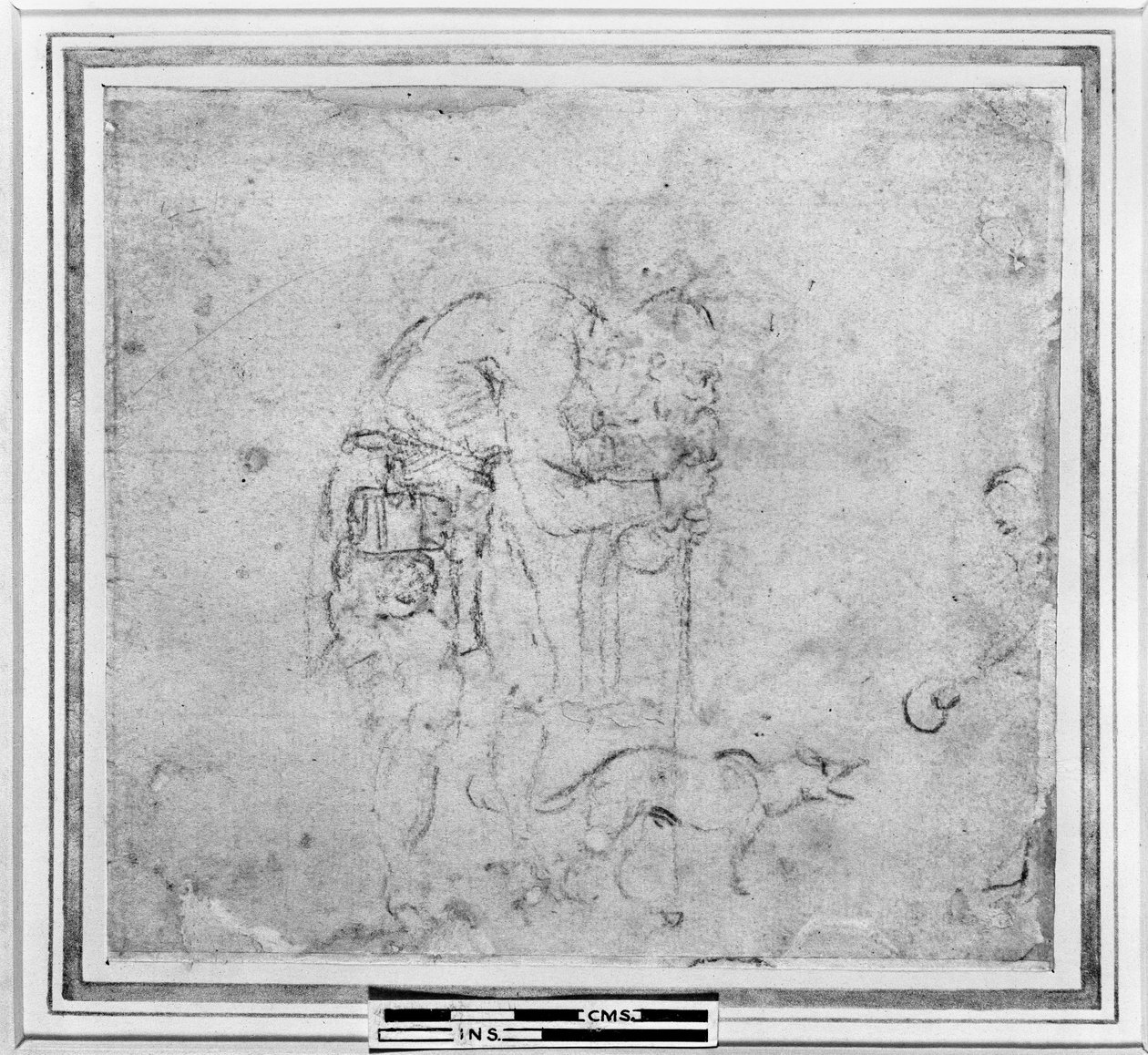 Tutkimus sokeasta kerjäläisestä, n. 1511 (liitu paperille) tekijältä Michelangelo Buonarroti