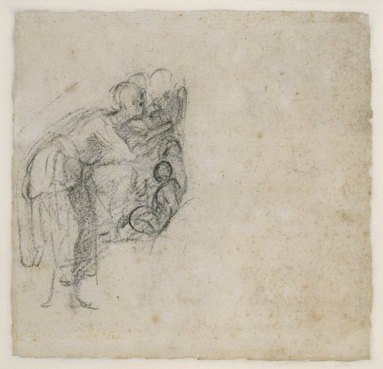 Figuuriryhmän tutkimus, n. 1511 (musta liitu paperille) tekijältä Michelangelo Buonarroti