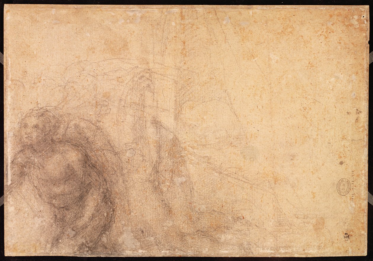 Tutkimus enkelistä (hiili paperille) (käänteinen) tekijältä Michelangelo Buonarroti