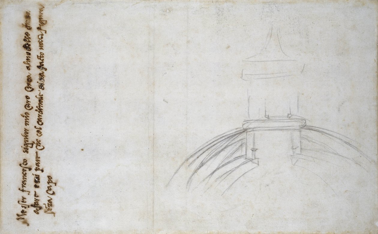Tutkimus Pietarin lyhdystä, 1557 (musta liitu, kynä ja muste paperille) tekijältä Michelangelo Buonarroti