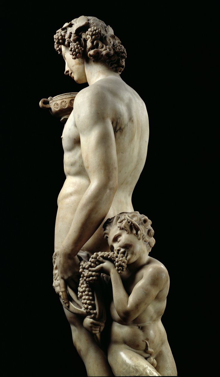 Bacchuksen juoppo, 1496-97 marmoriyksityiskohta numerosta 52672 tekijältä Michelangelo Buonarroti