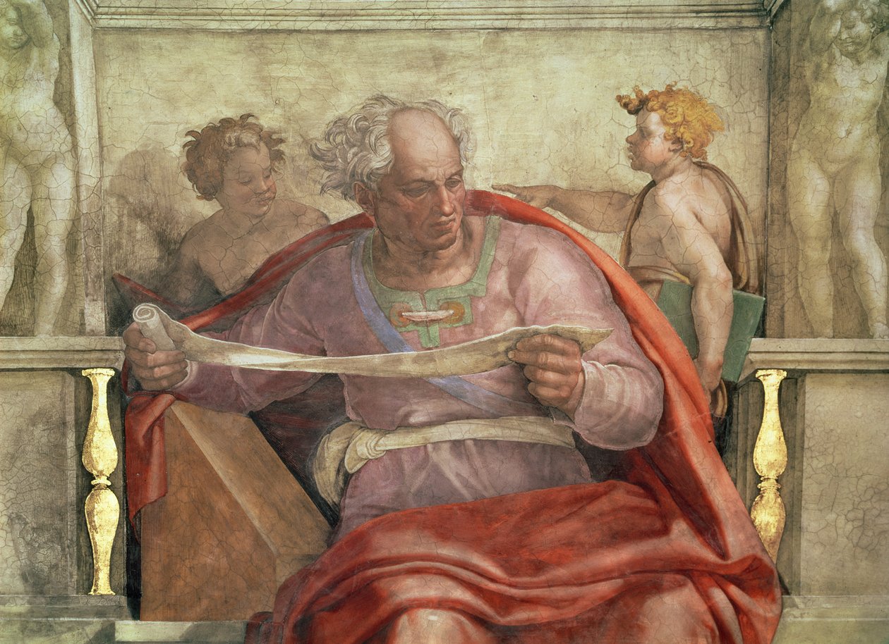 Profeetta Joel, Sikstuksen katosta (ennallistamista edeltävä) tekijältä Michelangelo Buonarroti