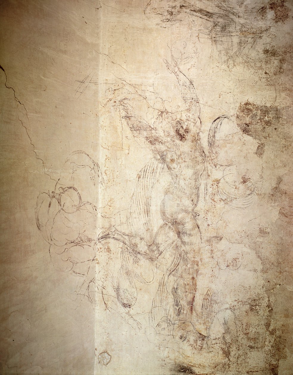 Seinäpiirros alastonhahmosta tekijältä Michelangelo Buonarroti