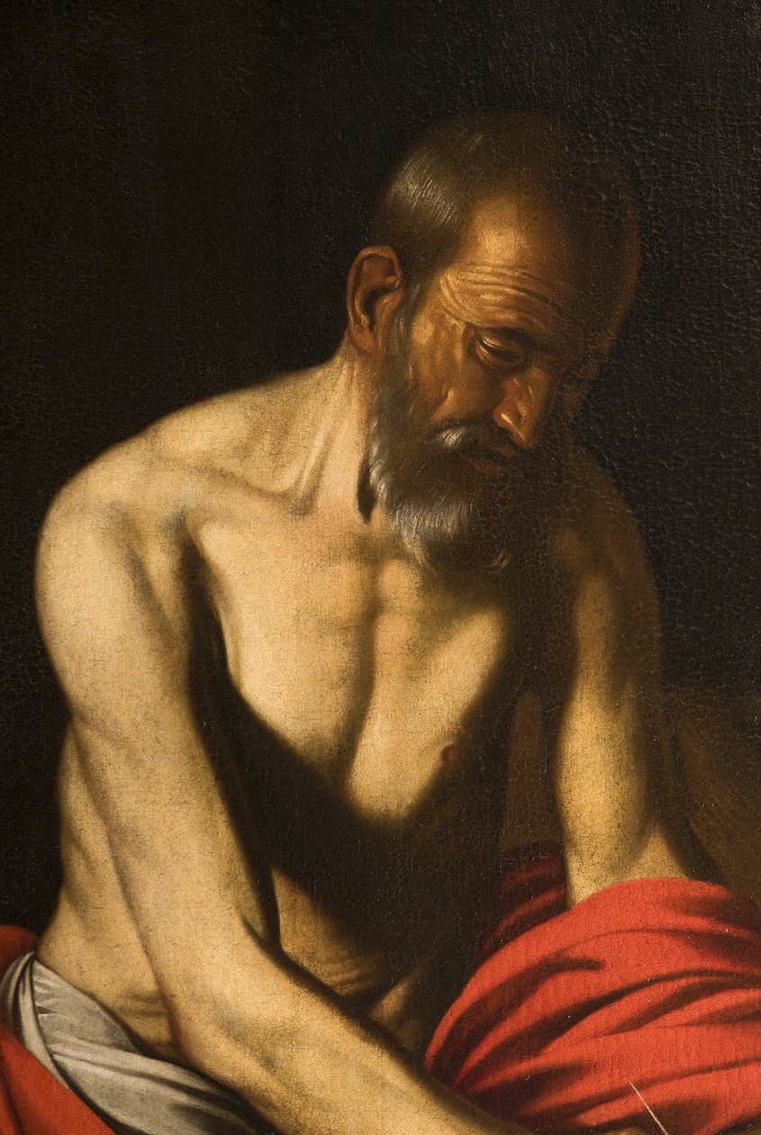 Saint Jerome, yksityiskohta numerosta 3496231, 1607 tekijältä Michelangelo Merisi Caravaggio