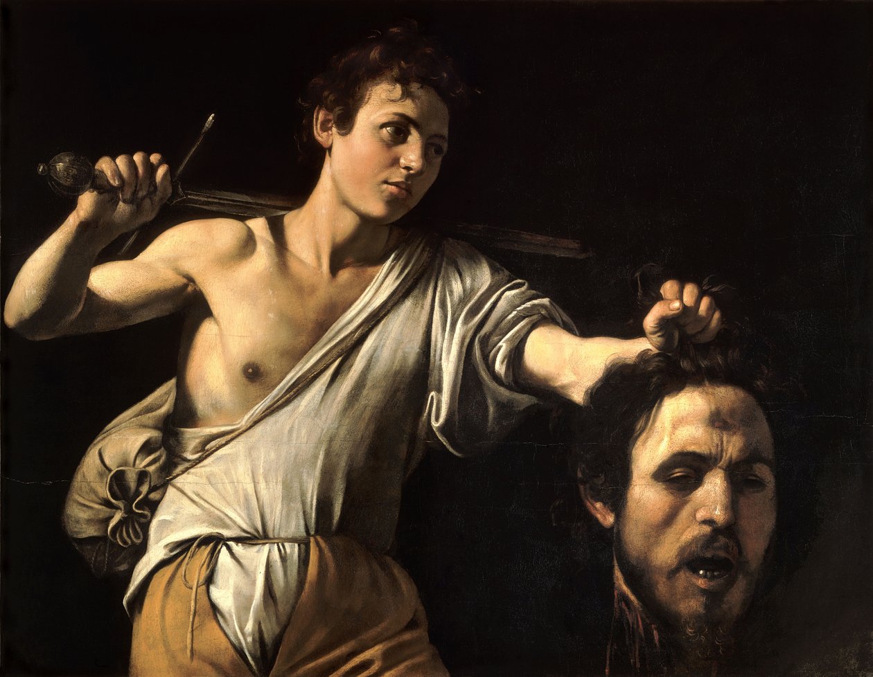 Daavid Goljatin pään kanssa tekijältä Michelangelo Merisi Caravaggio