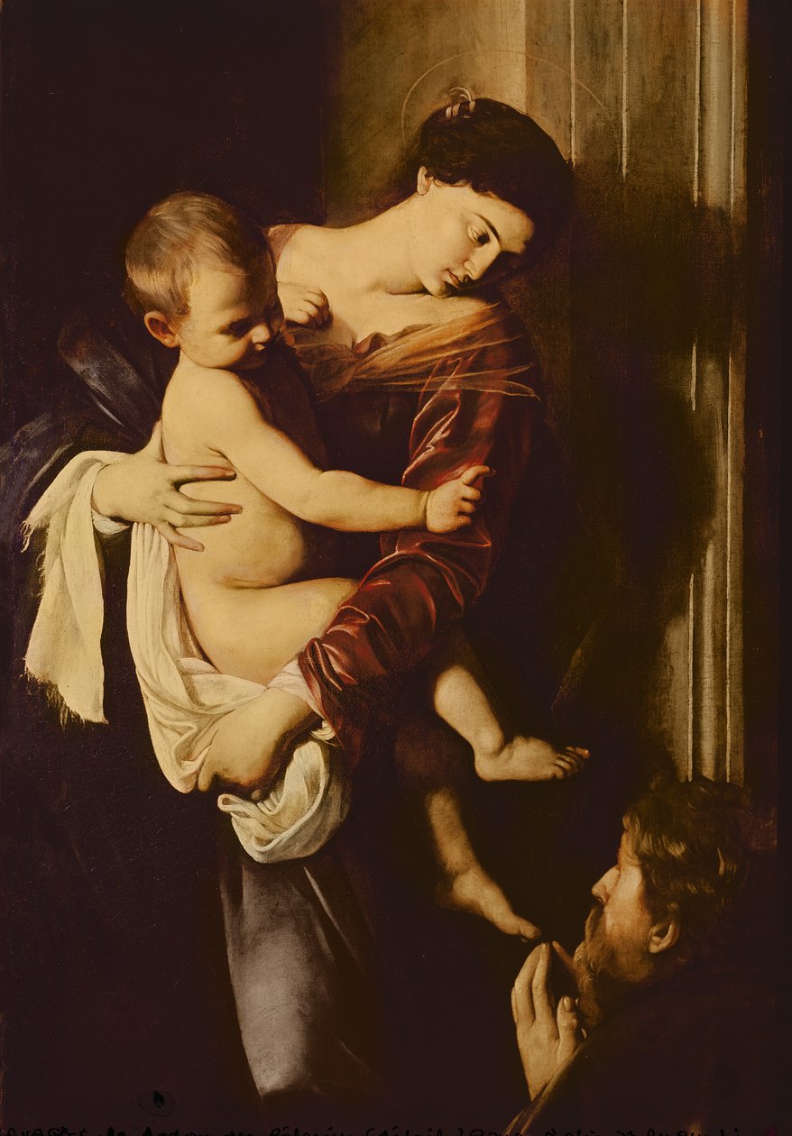 Yksityiskohta Pyhiinvaeltajien Madonnasta, n. 1603-05 tekijältä Michelangelo Merisi Caravaggio