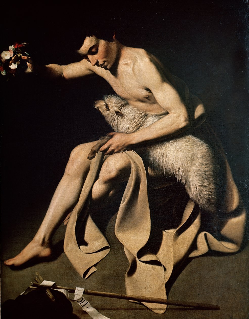 Johannes Kastaja leikkii karitsan kanssa tekijältä Michelangelo Merisi Caravaggio