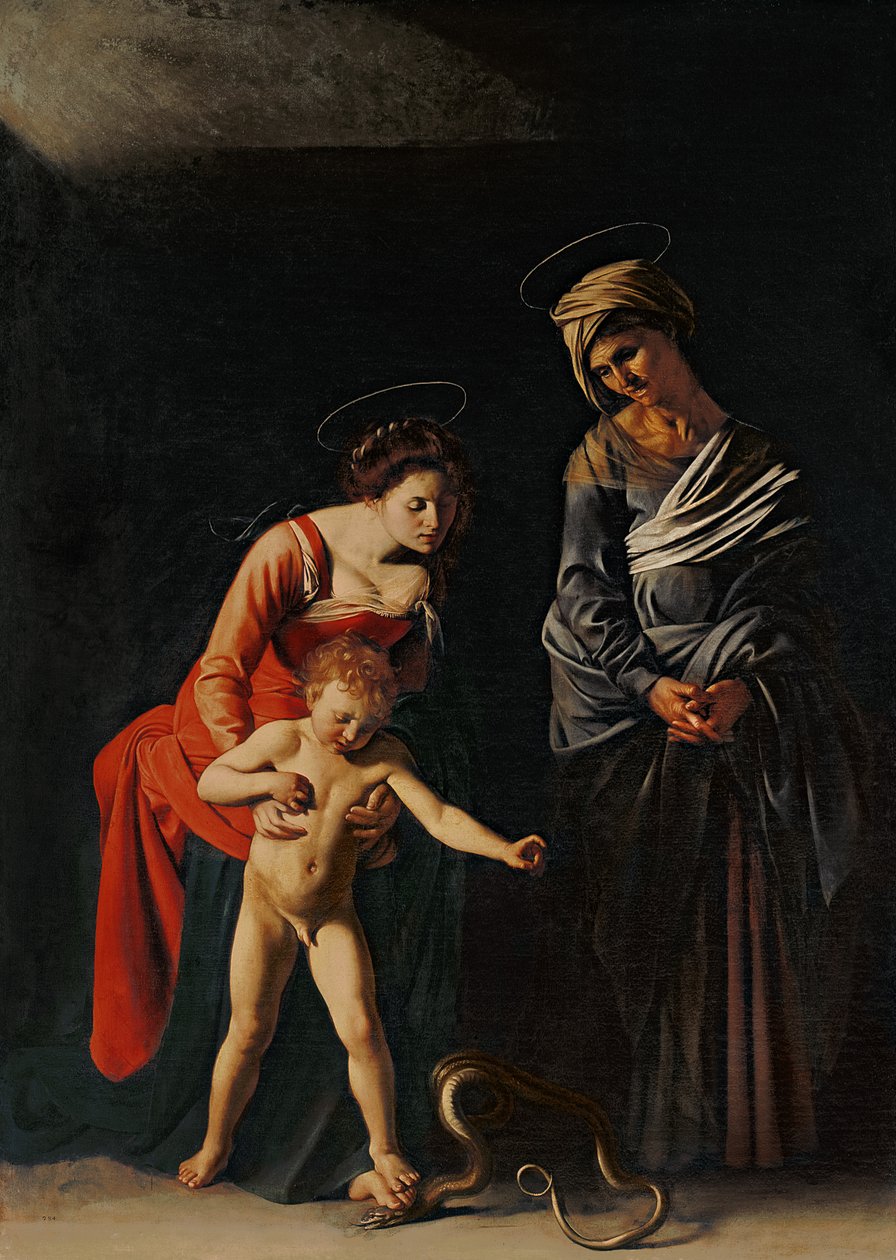 Madonna ja lapsi käärmeen kanssa, 1605 tekijältä Michelangelo Merisi Caravaggio