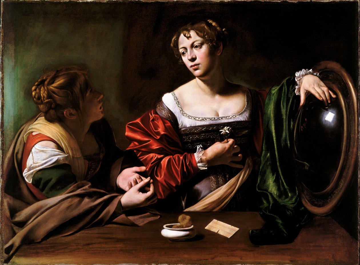 Martta ja Maria Magdaleena tekijältä Michelangelo Merisi Caravaggio