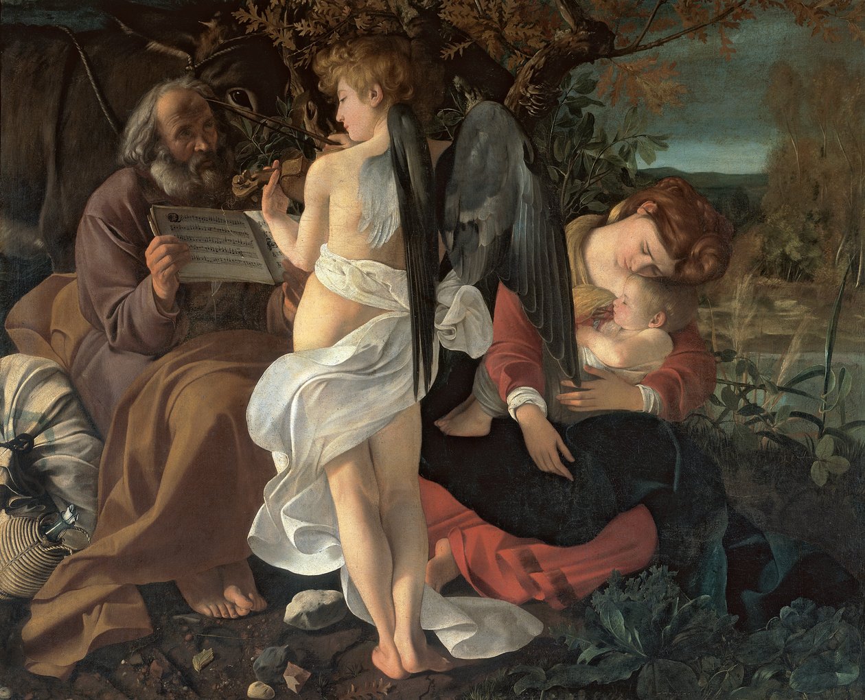 Lepää lennossa Egyptiin, n. 1603 tekijältä Michelangelo Merisi Caravaggio