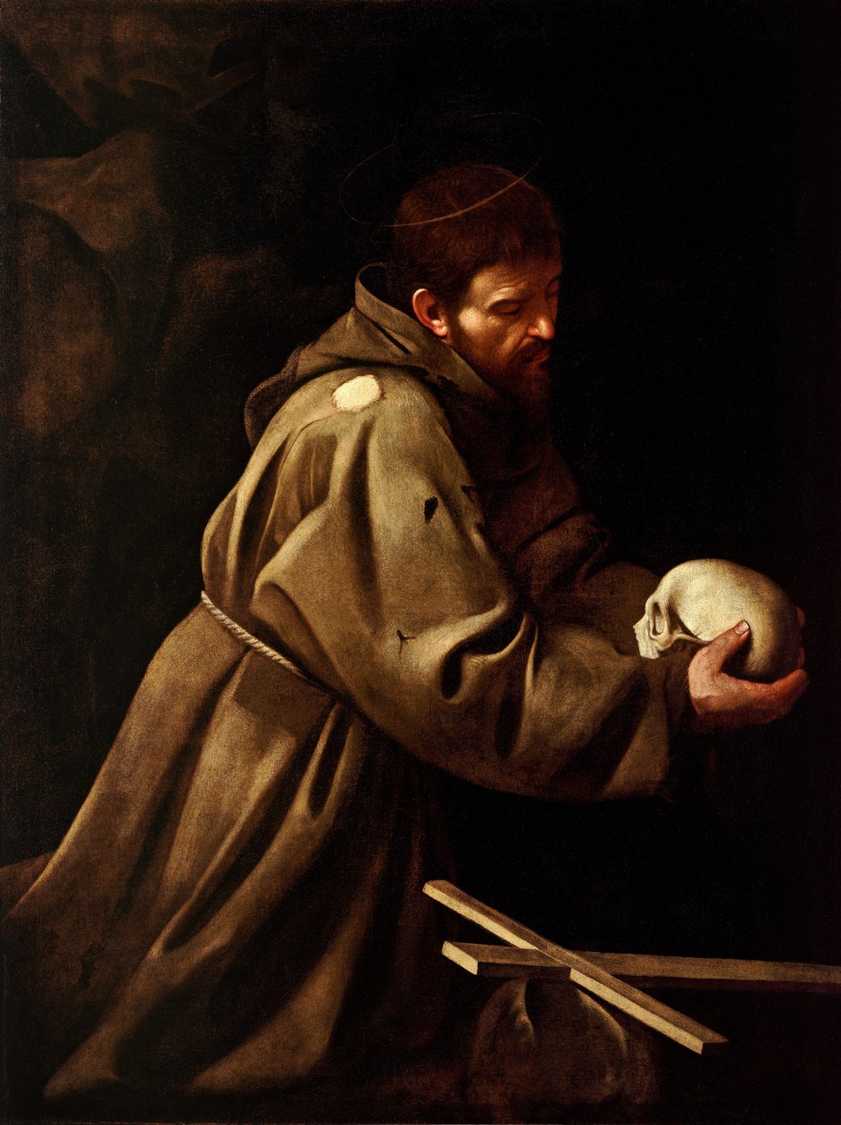 Pyhä Franciscus rukouksessa tekijältä Michelangelo Merisi Caravaggio