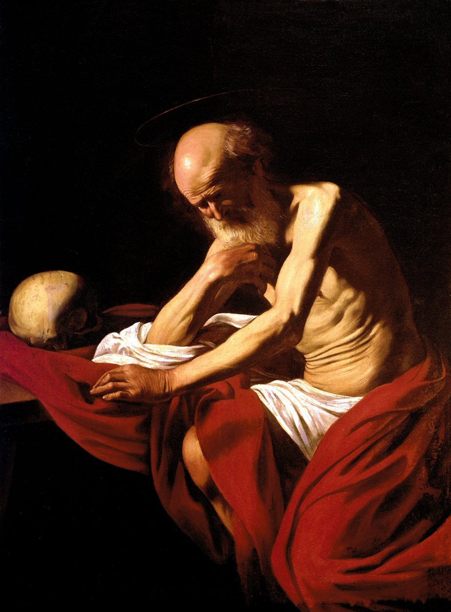 Pyhä Jerome katuvana tekijältä Michelangelo Merisi Caravaggio
