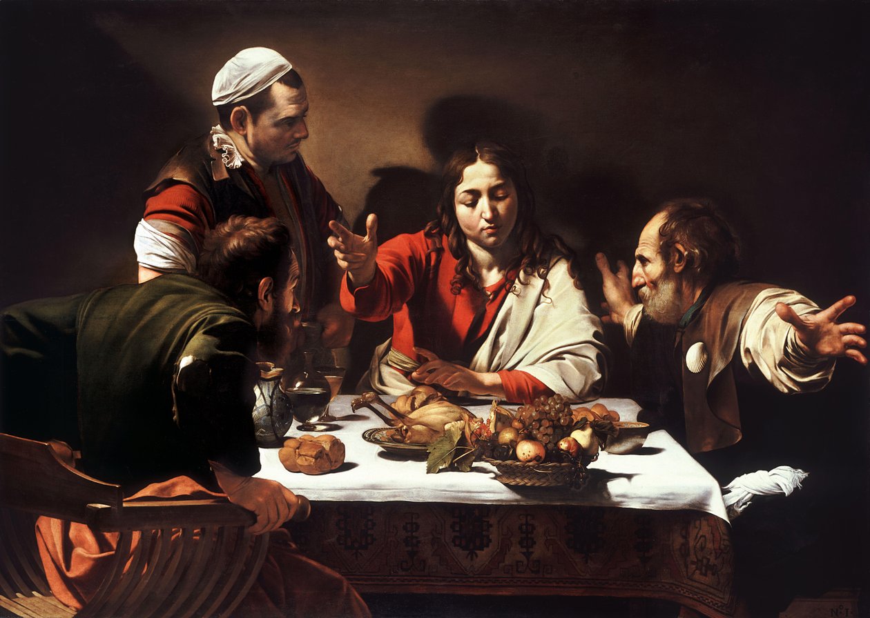 Illallinen Emmauksessa tekijältä Michelangelo Merisi Caravaggio