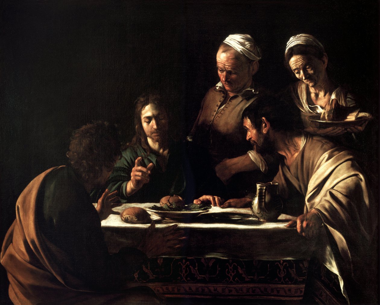 Illallinen Emmauksessa tekijältä Michelangelo Merisi Caravaggio