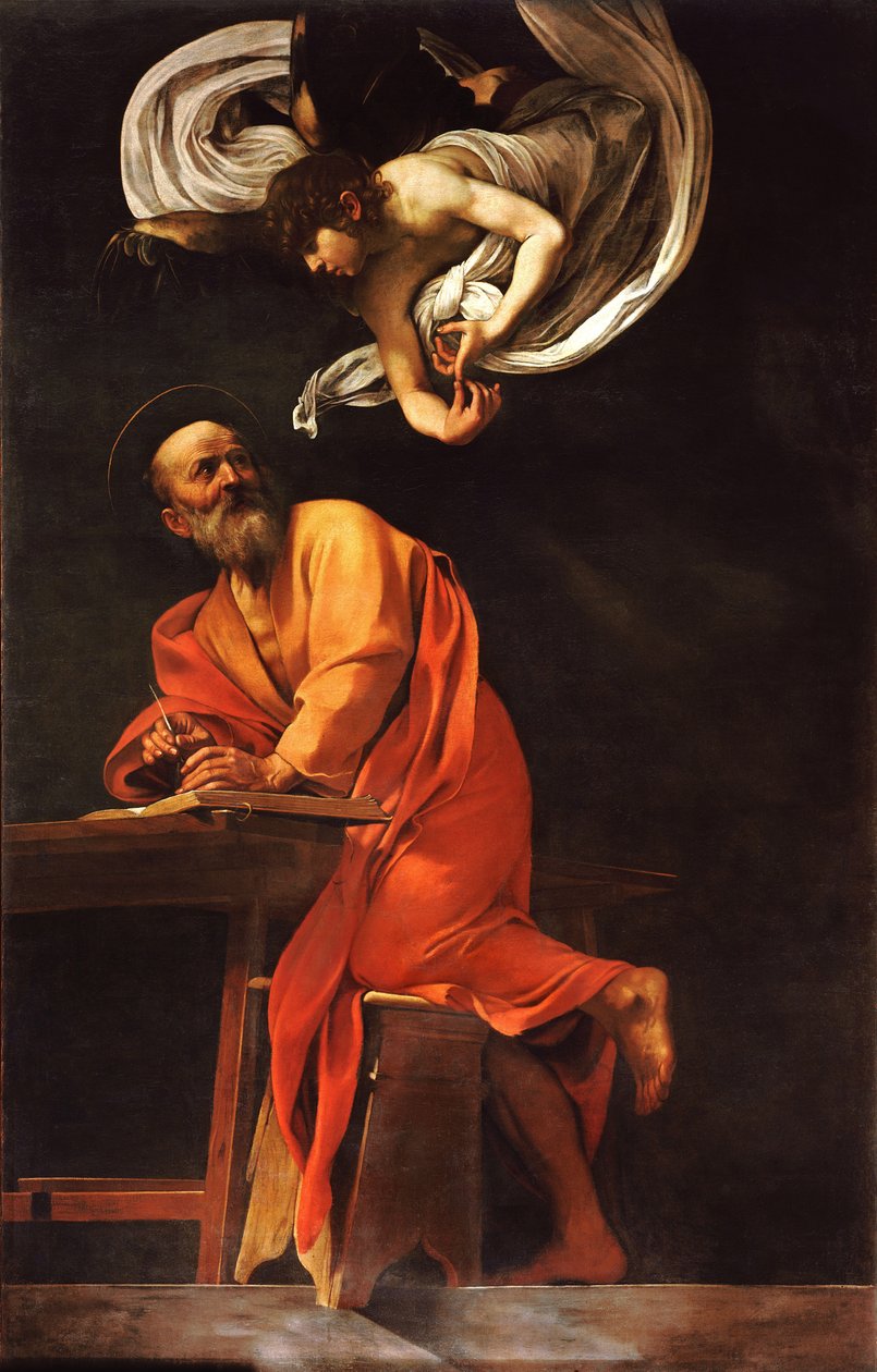 Pyhän Matteuksen inspiraatio tekijältä Michelangelo Merisi Caravaggio