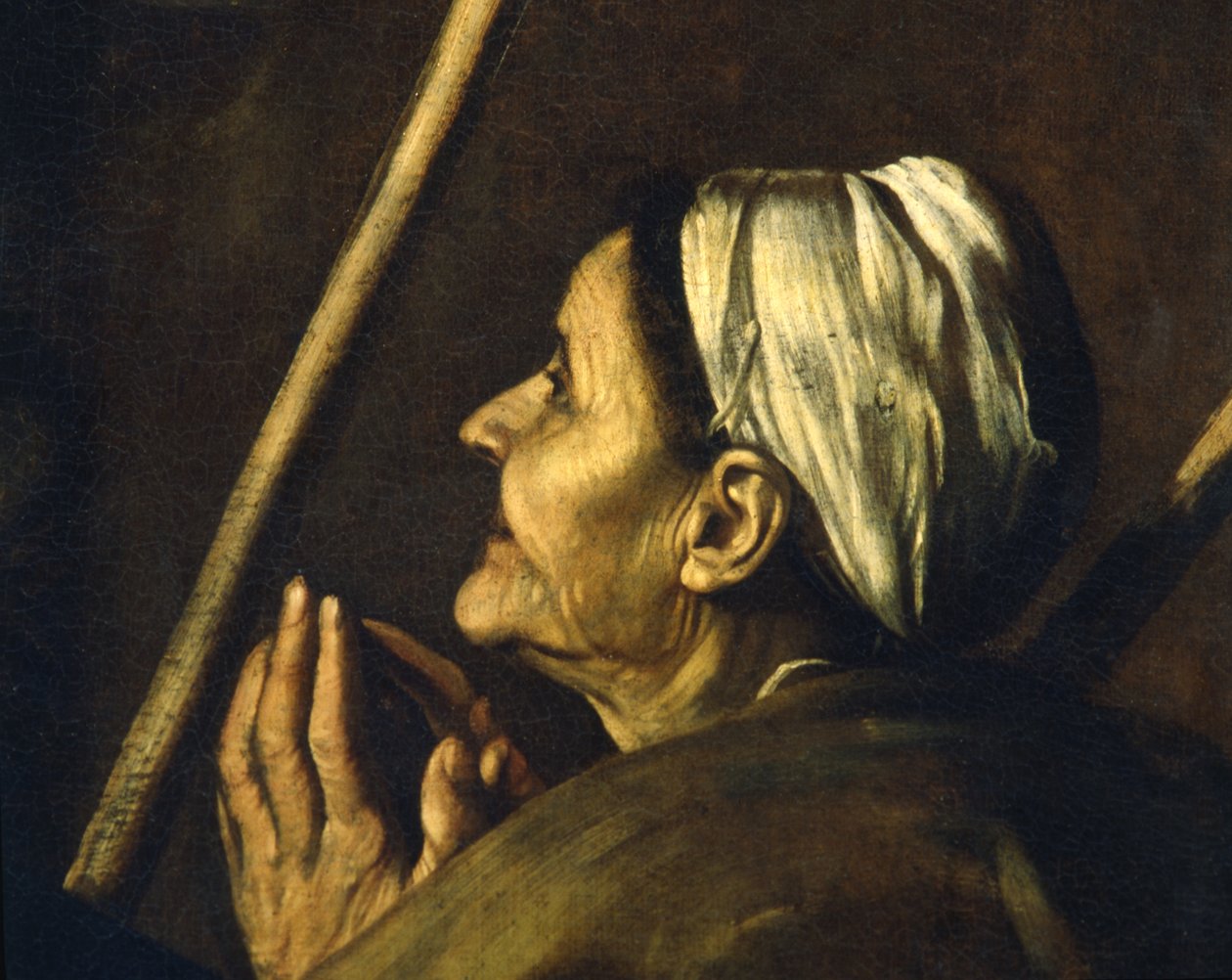 Yksityiskohta Madonna of Loreto, noin 1606 tekijältä Michelangelo Merisi Caravaggio