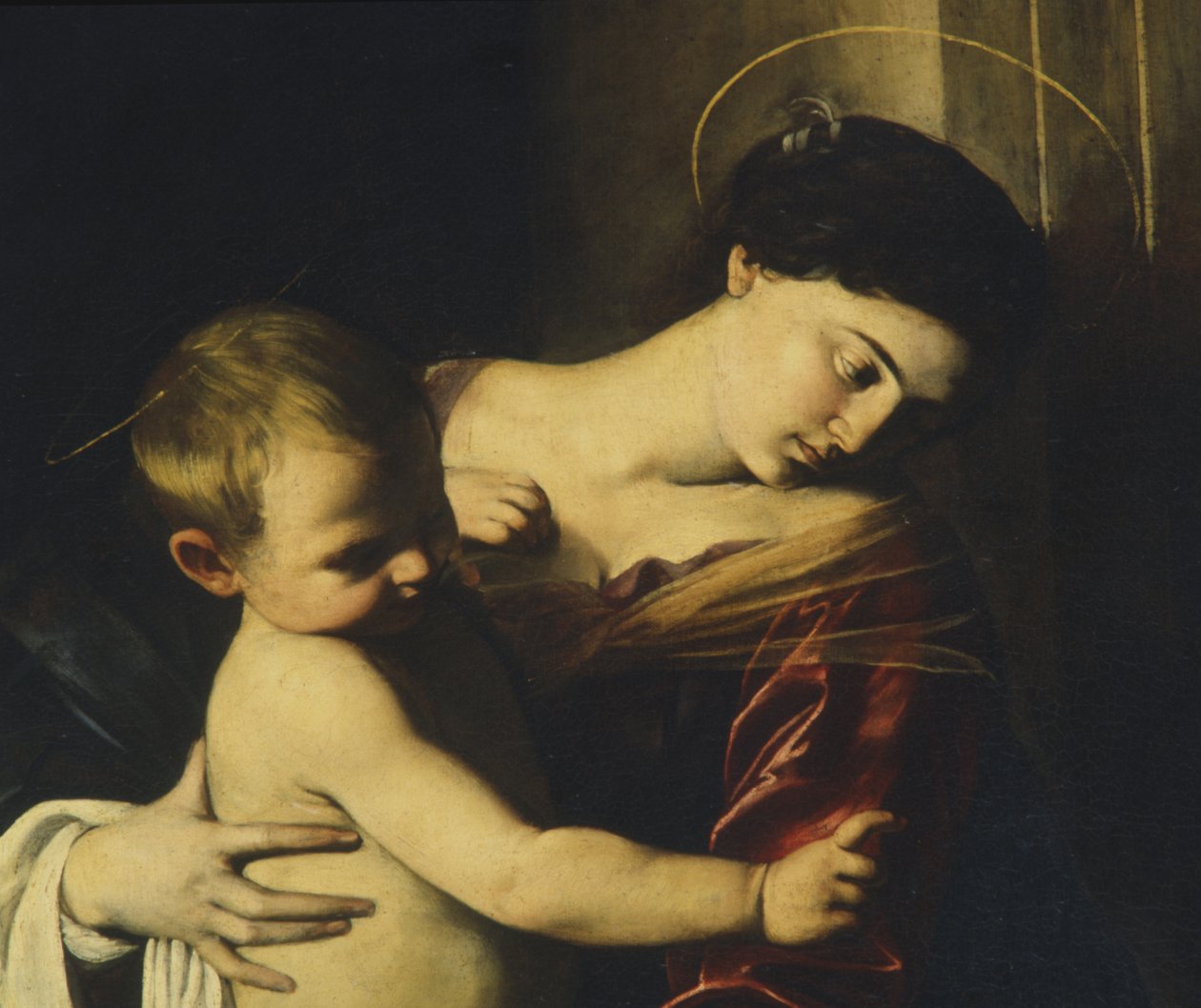 Yksityiskohta Madonna of Loreto, noin 1606 tekijältä Michelangelo Merisi Caravaggio