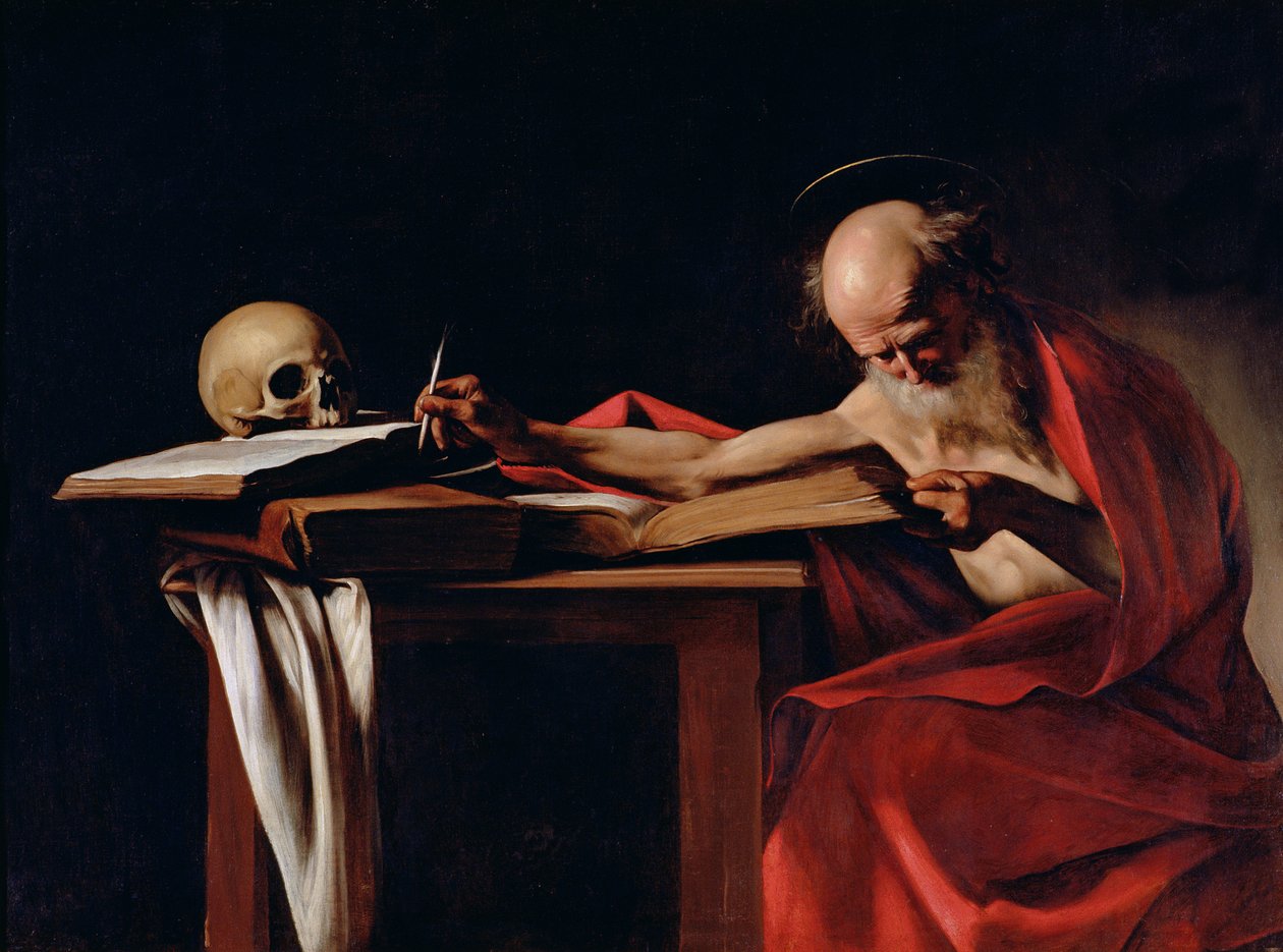 St Jerome Writing, n. 1604 (katso lisätietoja numerosta 64912) tekijältä Michelangelo Merisi Caravaggio