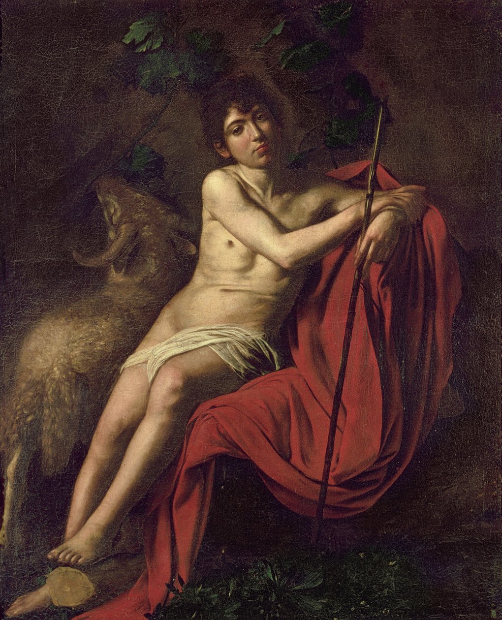 Pyhä Johannes Kastaja erämaassa, noin 1610 tekijältä Michelangelo Merisi Caravaggio