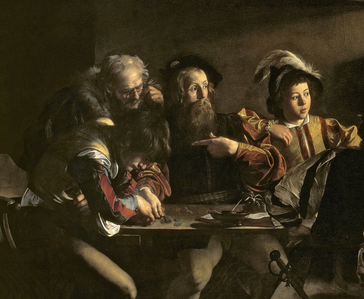 The Calling of St. Matthew, n. 1598-1601 öljytaulun yksityiskohta numerosta 828704 tekijältä Michelangelo Merisi Caravaggio