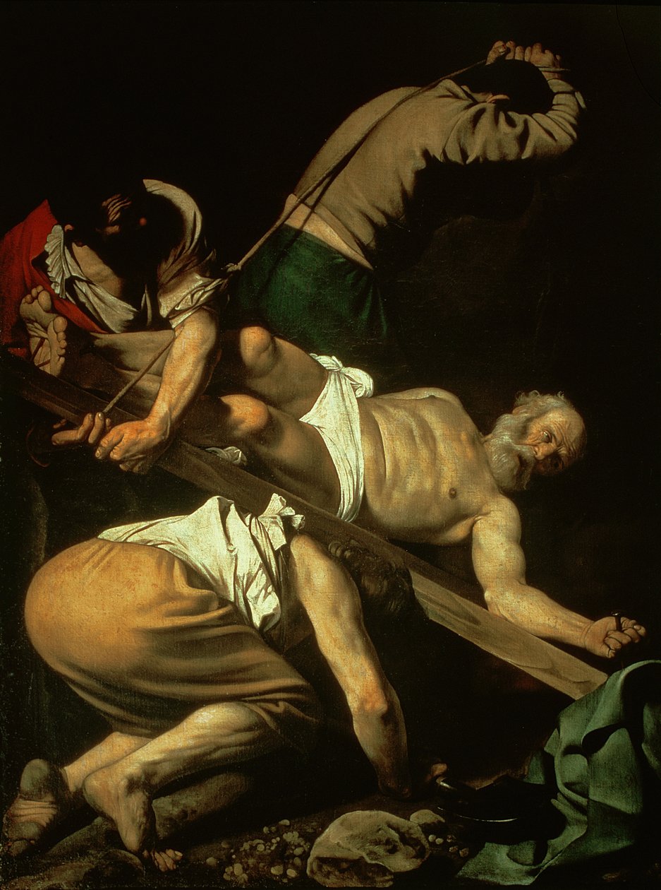 Pyhän Pietarin ristiinnaulitseminen, 1600-01 tekijältä Michelangelo Merisi Caravaggio