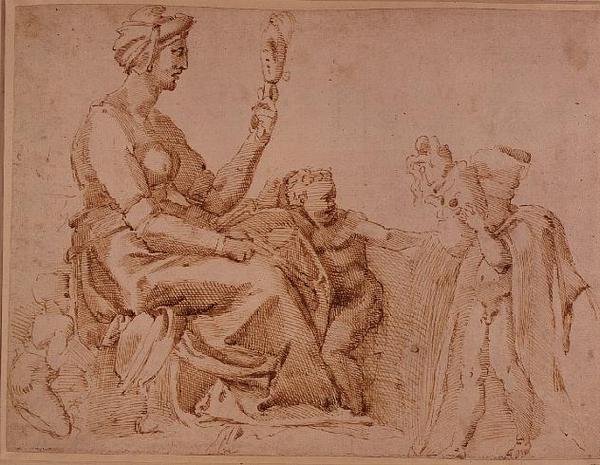 Tutkimus turhamaisuudesta (punaliitu paperille) tekijältä Michelangelo Buonarroti